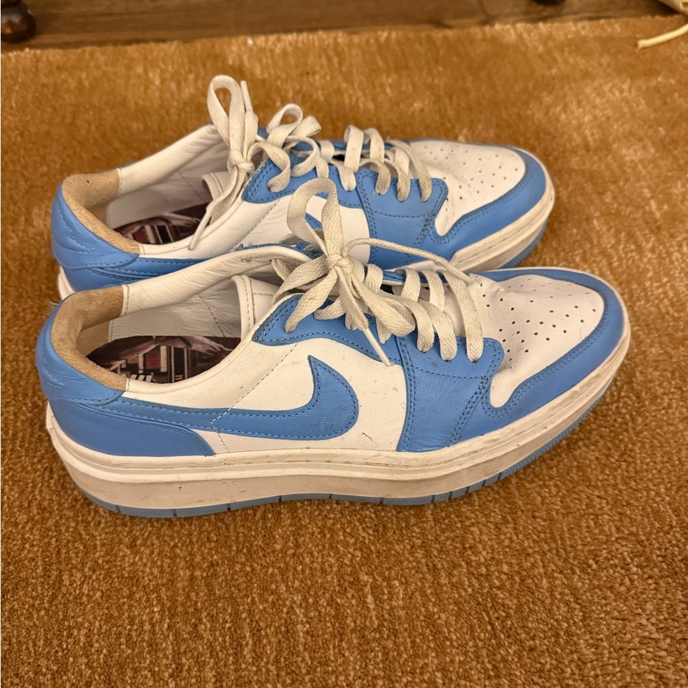 Nike White and Light Blue Low-Top Sneakers